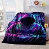 Cyberpunk Neon Gaming Blanket Flannel Blanket for bed, sofa, Camping, Hiking, Picnic Essentials, gift for family Fan gifts