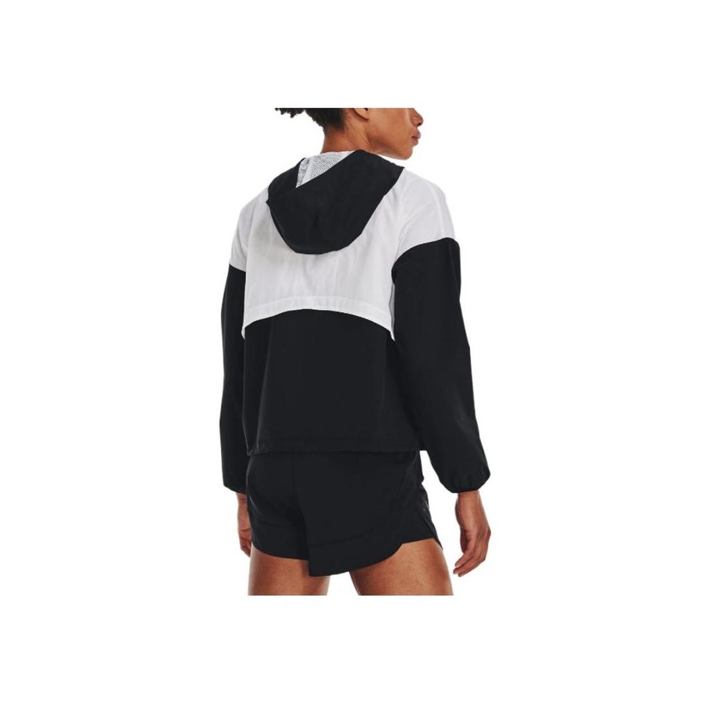 Under Armour Цветные блоки молния вверх тканая куртка с капюшоном женские куртки черный 1377550-001