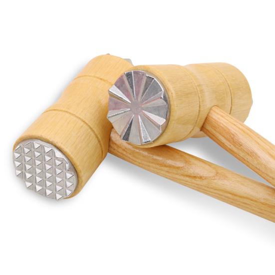 Двусторонний тендерайзер для мяса с молотковой ручкой, деревянная длинная ручка, сверхмощный молоток для стейка, курицы, говядины, птицы, молоток, толкатель