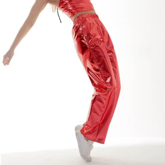 Мужские брюки Мягкие Дышащие Удобные Однотонные Эластичная талия Свободный крой Блестящие Модные брюки Длинные брюки