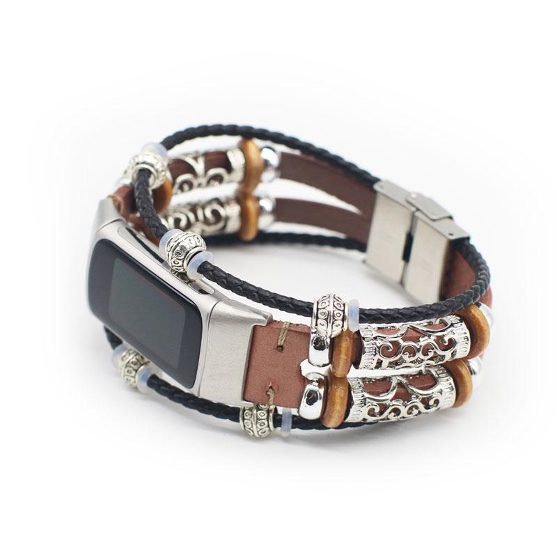 Модный дизайн, украшение, кожаный плетеный ремешок для часов, замена для Fitbit Charge 6/5