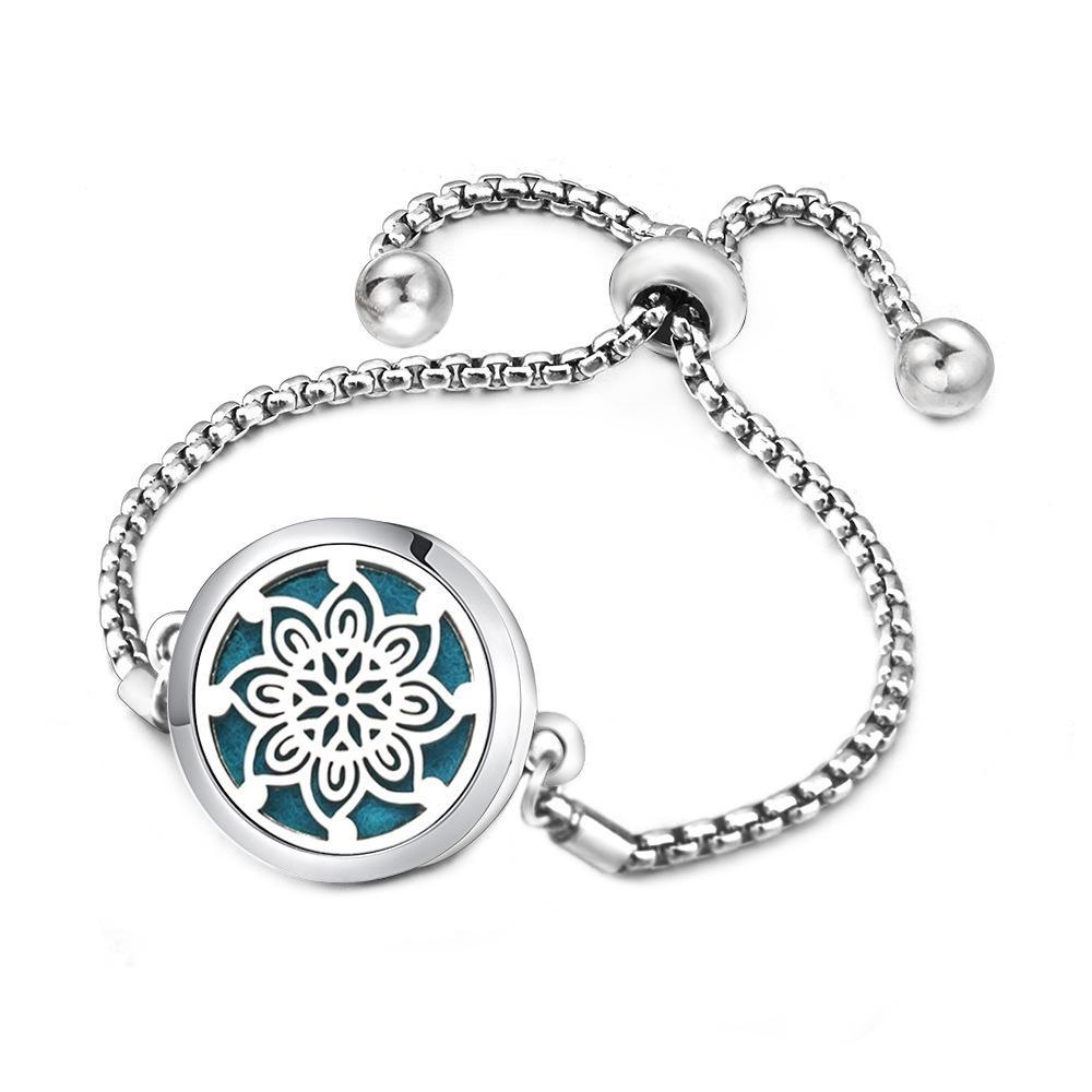 Браслет из нержавеющей стали для ароматерапии, цветок, полый диффузор для духов