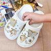 New Fit Hole Shoes DIY Accessories Shoe Flower Shoe Buckle Removable Golden Rhinestone Butterfly Flower Set