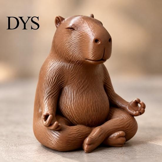 Сплошная фигурка из PLA-пластика, медитирующая капибара, 3D-печатная статуэтка для йоги, дзен-поделка своими руками, животное-украшение для полки дома и офиса