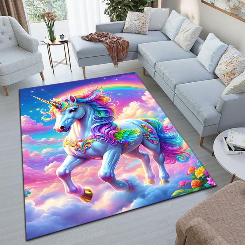 Magical Unicorn Rainbow Sky Carpet Is Suitable For Living Room And Bedroom Doormats Office Balcony Decorative Carpet A4