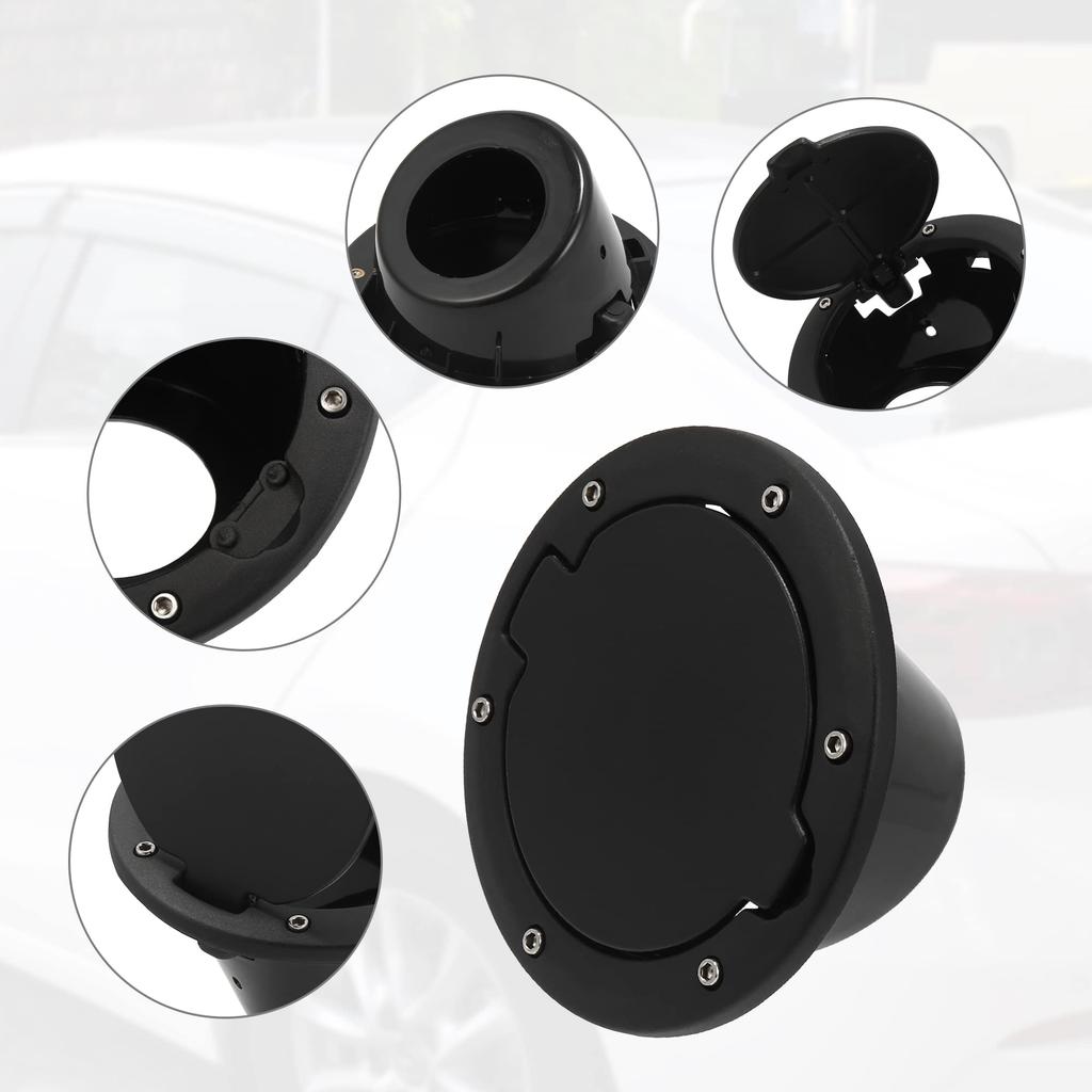ACROPIX Fuel Tank Fuel Filler Door Gas Tank Cap Cover Black Fits Jeep Wrangler JK 1 Piece