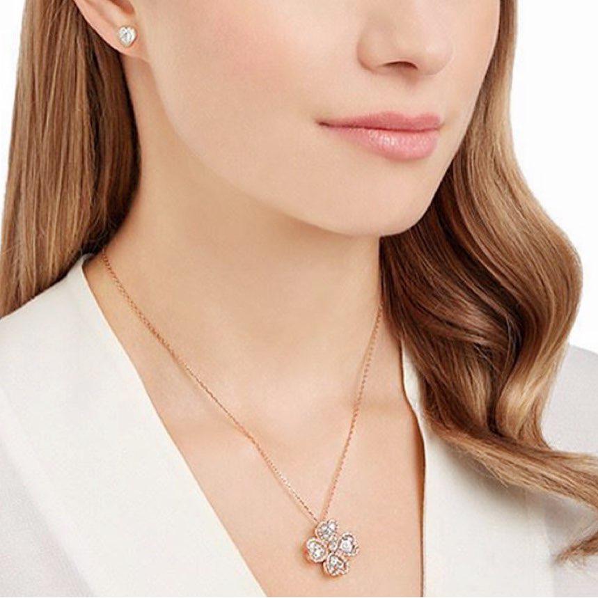 Swarovski Серия 'Deary' Вращающиеся Универсальные Хрустальные Счастливые Серьги-Гвоздики Четырехлистный Клевер Сердце Комплект Элементы Ожерелье Женские серьги, ожерелье 5231359