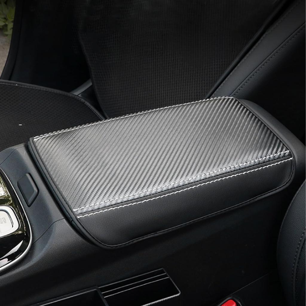 Car Center Console Armrest Cover for Hyundai Tucson 2022 2023 Leather Anti-Scratch Central Box Lid Protector Cushion Interior Accessories-Carbon