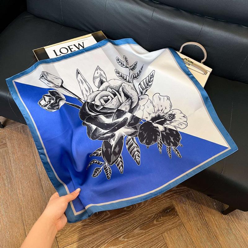 New Korean version of versatile printed decorative silk scarf, Chinese style temperament, elegant streamer, hair tie, bag, small scarf
