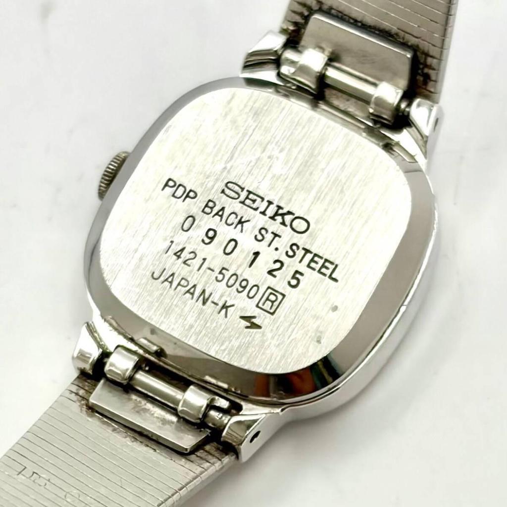 [New battery] SEIKO Seiko ladies watch silver square 1421-5090 090125