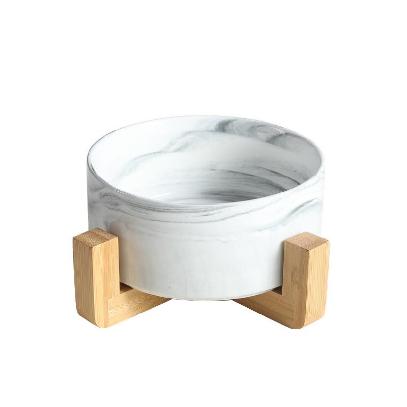 Ceramic Salad & Noodle Bowl Set with Wooden Stand - Black