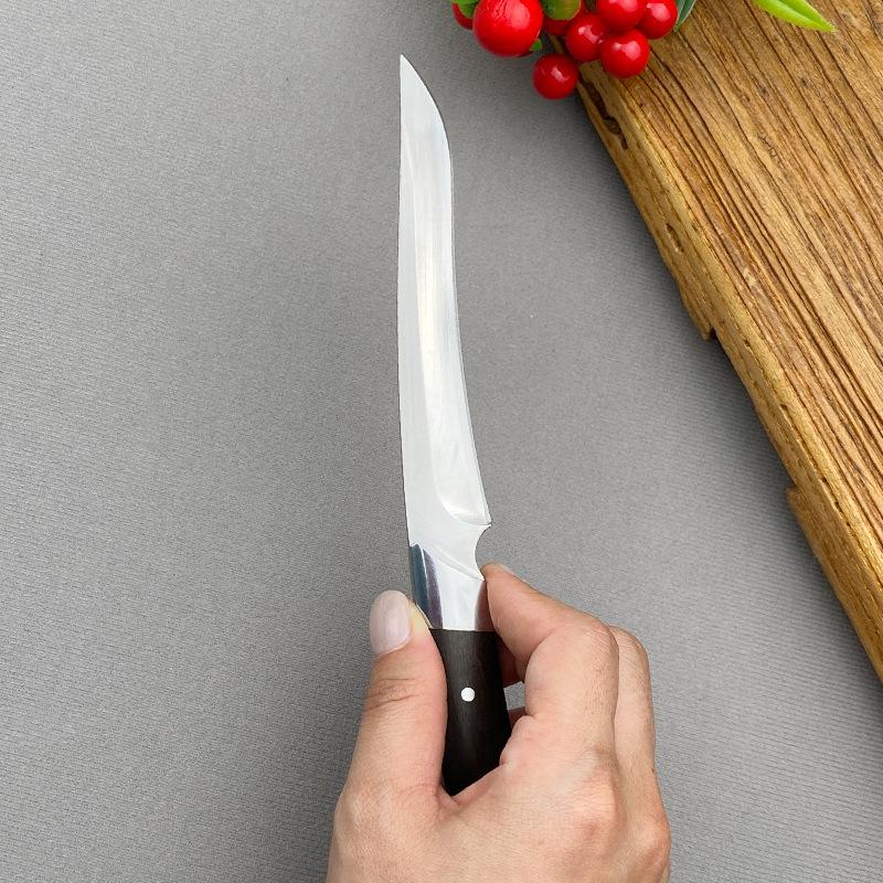 Универсальный нож для барбекю, мясной тесак, фруктовый нож, нож для стейков, лезвие из нержавеющей стали, деревянная ручка, поварские ножи для резки и обвалки