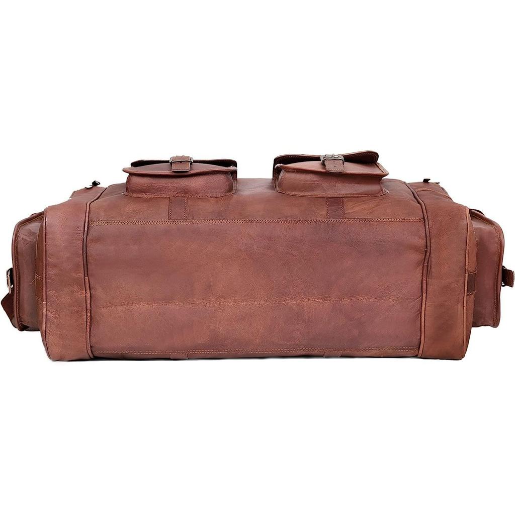 Leather 24 Inch U Zip Holdall Luggage Handmade Duffel Bag Carryall Weekender Travel Overnight Gym Sports Carry On Duffel Bag For Men And Women