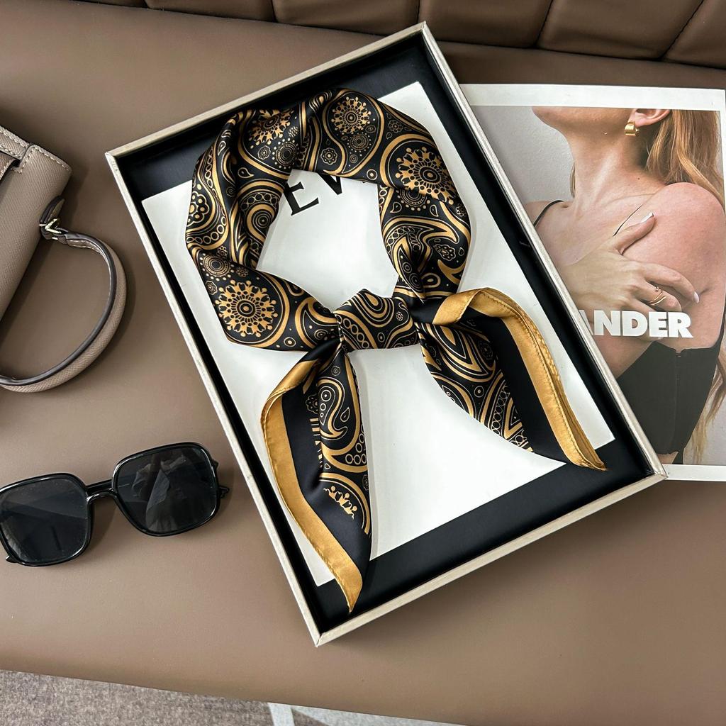 Шелковый шарф премиум-класса с принтом в корейском стиле - Универсальный модный аксессуар