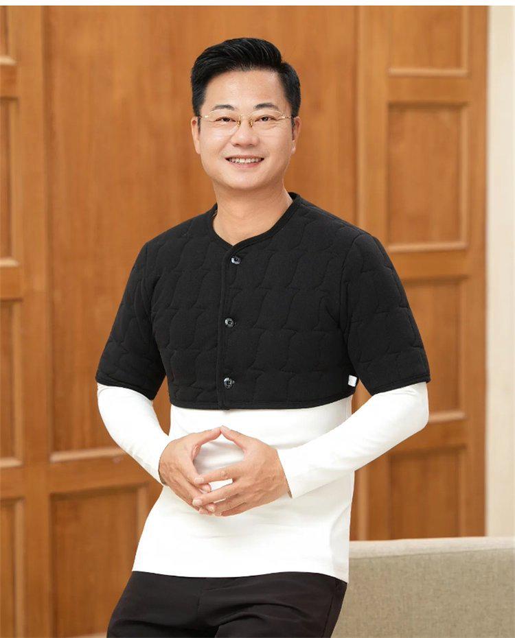 Мужской зимний бархатный стеганый жилет - Теплый, свободного кроя, с защитой плеч и шеи для людей среднего и пожилого возраста