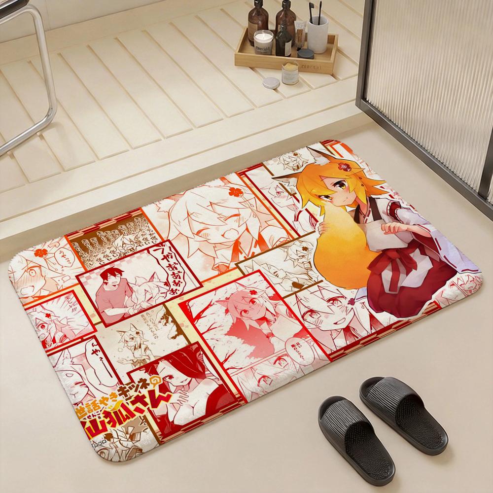 Anime T The Helpful Fox Senko san Floor Mat Eco Flannel Doormat Non Slip Odorless Indoor Floor Rug Soft Short Plush Home Mat