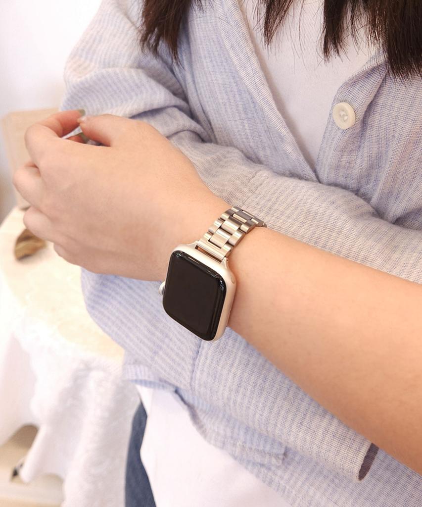 Dijiji Тонкий металлический ремешок-цепочка из нержавеющей стали для Apple Watch 9/8/7/6/5/4/Se/Ultra/38/40/41/45/499 мм
