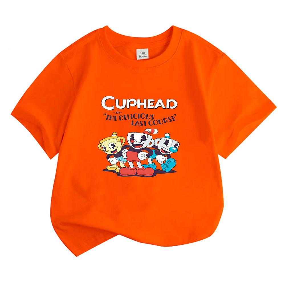 2026 НОВЫЙ Хлопковая футболка Cuphead 100% Для мальчиков и девочек С круглым вырезом Одежда Мультяшные топы Принт из манги Короткие рукава Спортивная Повседневная Детские футболки Летняя футболка с аниме