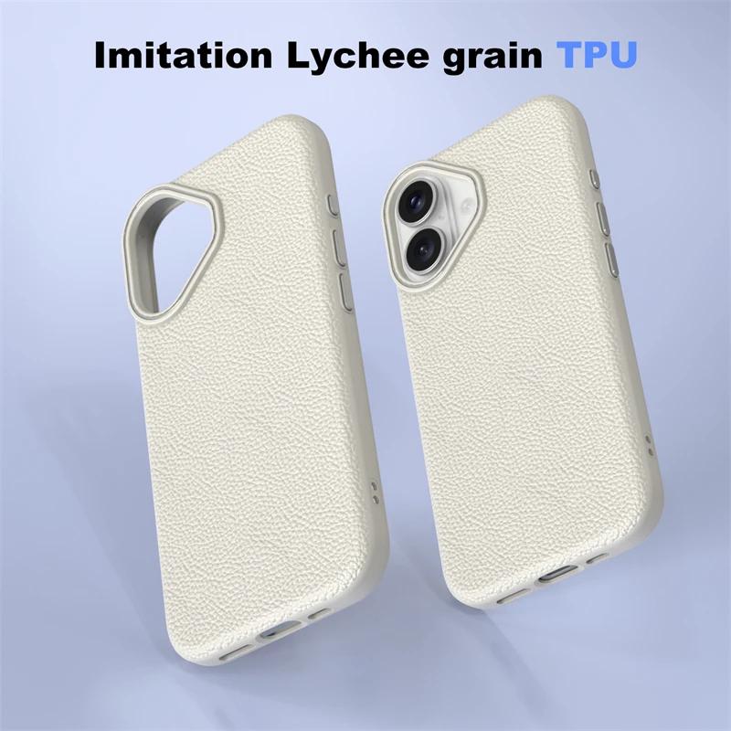 Роскошный деловой чехол из искусственной кожи с рисунком личи, мягкий чехол из ТПУ для iPhone 16, 14, 15, 13, 12, 11 Pro Max, 16Plus, противоударный чехол на заднюю панель