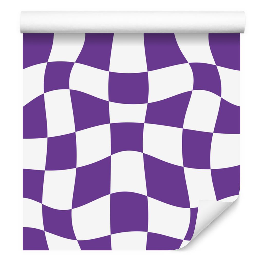 Wallpaper Casual Checkerboard Purple, White and Lavender 50x1000