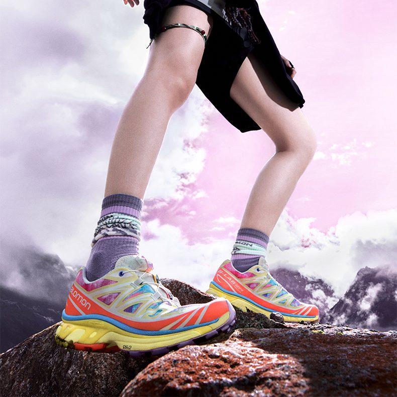 SALOMON XT 6 Горные 4 Сестры Низкие уличные ботинки Унисекс Цветок Ириса Желтый L47362100