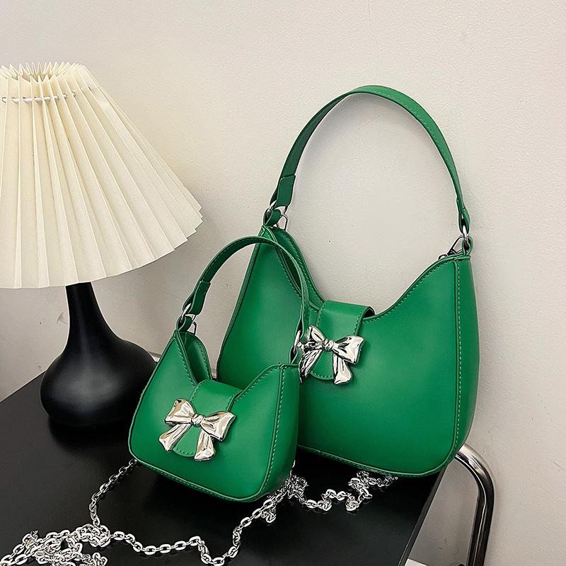 Модная повседневная сумка-мешок с бантом через плечо 2024 года, популярная сумка на плечо в корейском стиле, трендовая сумка в виде полумесяца в иностранном стиле