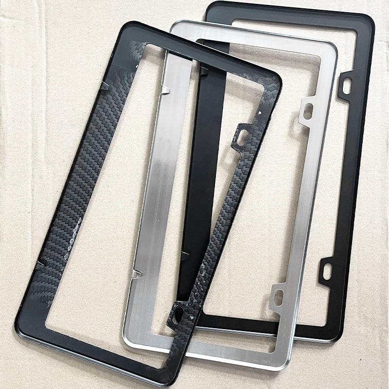 Универсальная рамка номерного знака из сплава, черный карбоновый кронштейн, американское автомобильное волокно, бирка номерного знака, крышка для переднего и заднего номера