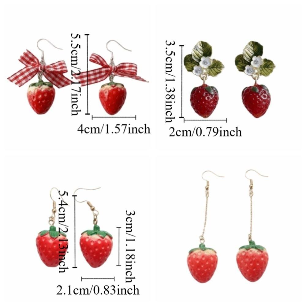Green Leaves Simulated Fruit Earrings Dainty Flower Drop Earrings Strawberry Drop Earrings Girls