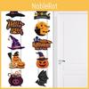 Seasonal Halloween Door Decor With Paper Pumpkin And Bat Scene For Holiday Celebration