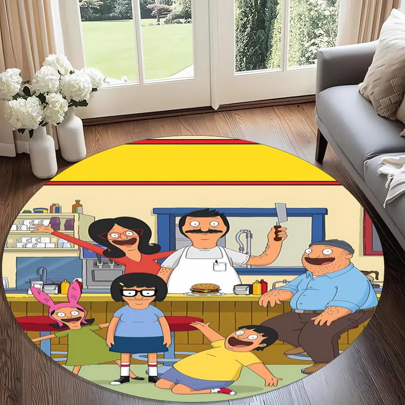 Bob's Burgers Printed Round Rug Carpet Chair Rug Area Rug Entryway Doormats,for Office Chair Living Room Bedroom Kitchen Room.