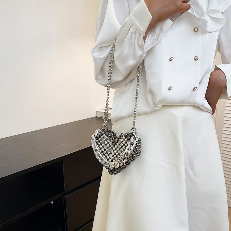 Дизайнерская женская сумка ручной работы с бисерной цепочкой и любовным принтом, новая, с индивидуальностью, модная, на плечо, сумка-мессенджер