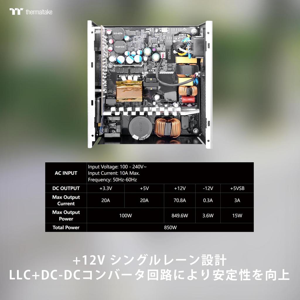 Thermaltake TOUGHPOWER GT 850W Snow ATX 3.1/PCI Express 5.1 Compatible 80PLUS GOLD PC Power Supply Unit White PS-TPT-0850FNFAGJ-W PS1503