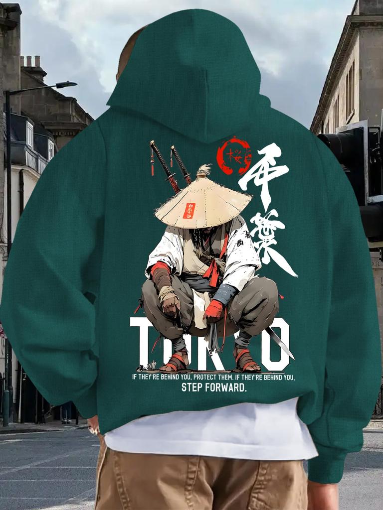 Новая Толстовка с капюшоном для взрослых мужчин, Японский дизайн, Принт, Искусство, Повседневная, Флис, Осень, Зима, Теплая, Свободная, Уличная, На каждый день, Для улицы