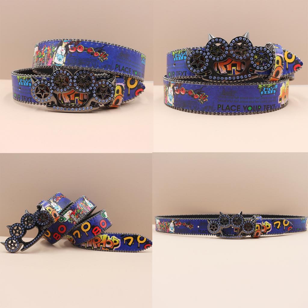 Пряжка «Тигриный коготь» со стразами, гладкая пряжка, принт граффити, повседневный, персонализированный ремень, европейский и американский, универсальный