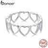 BAMOER 925 пробы простые кольца в форме сердца из стерлингового серебра минималистичное кольцо для женщин и девушек повседневная одежда свадебные украшения