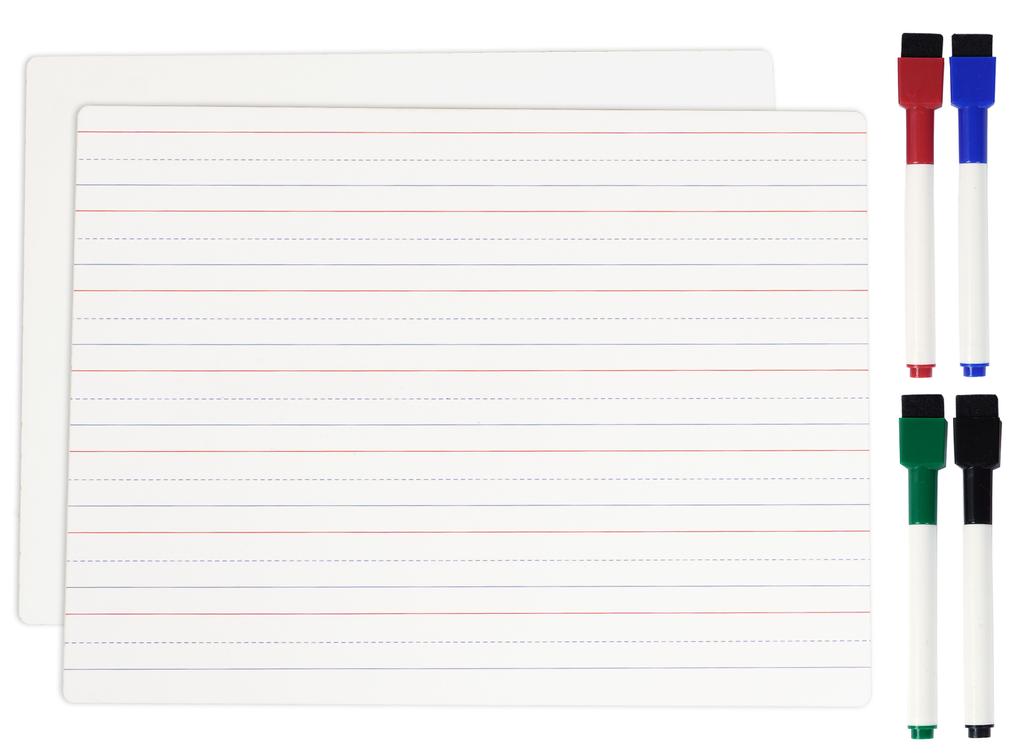 Inkdotpot Dry Erase Board For Kids Students 9 X 12 Double Sided Ruled Blank Dry Erase Lapboard W 4 Markers For Home School (1 Piece