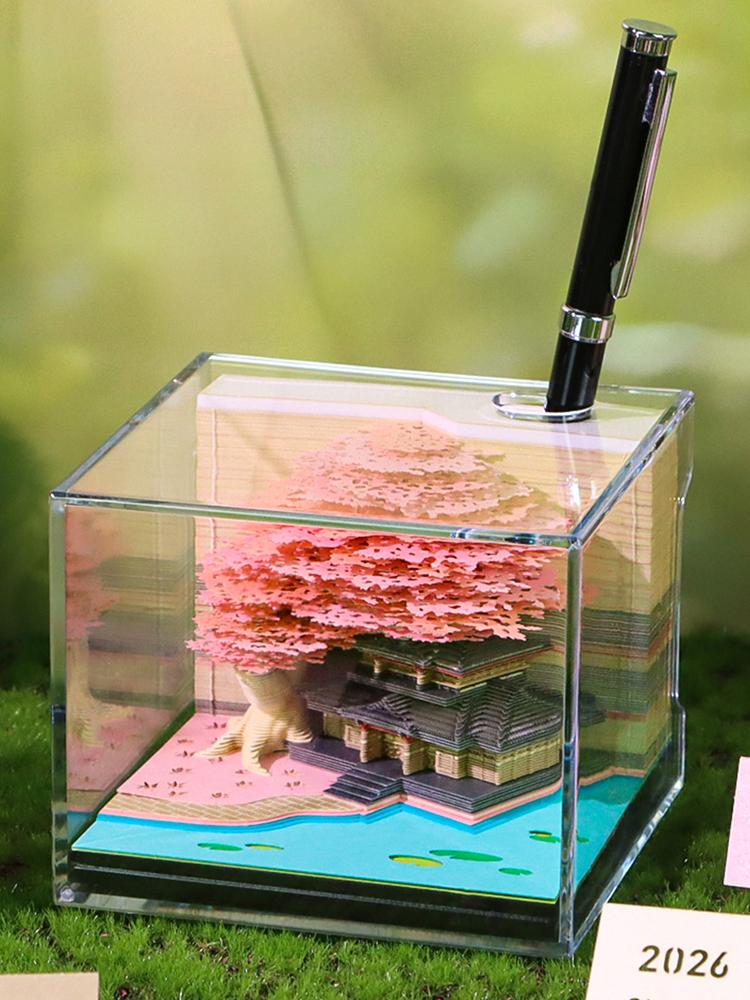 Календарь «Часы» 2026 3D блокнот для заметок Календарь со светодиодной подсветкой 3D художественный календарь Бумажная резьба Художественный блокнот для заметок для домашнего декора