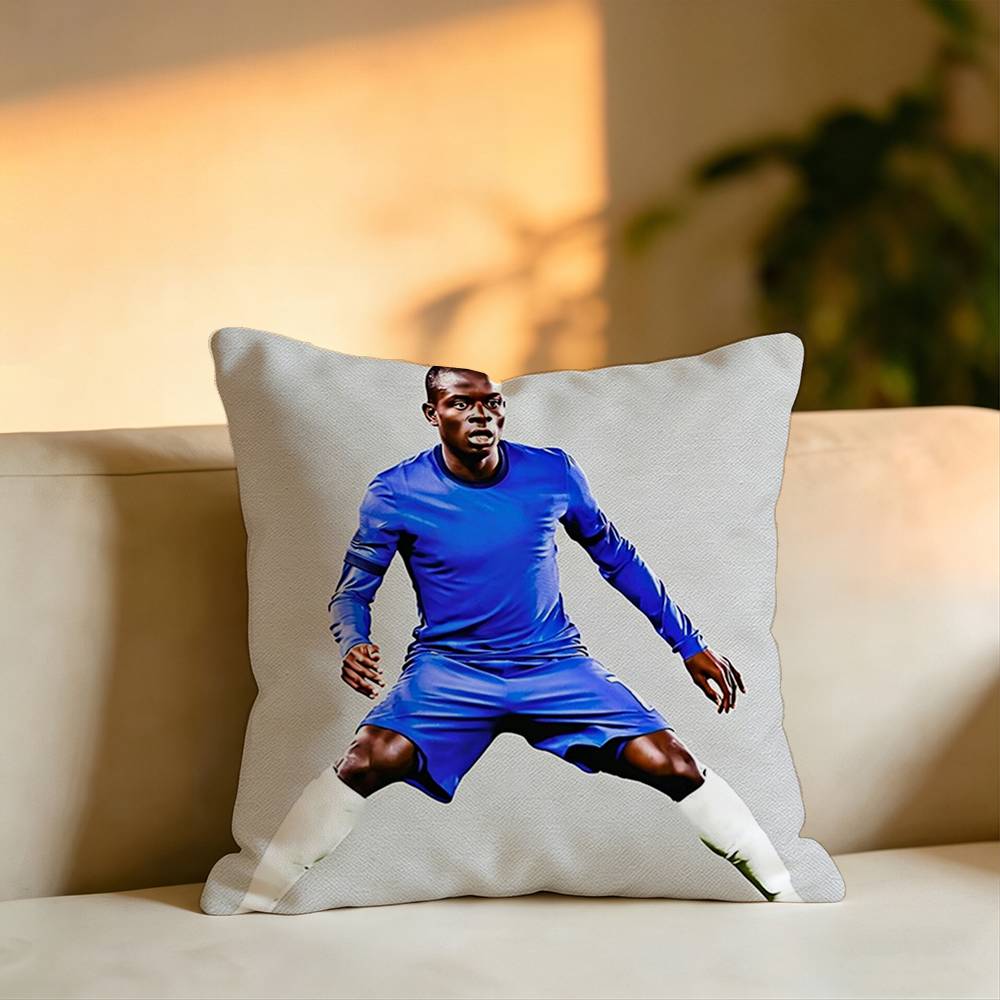 Football Star Kante Pillow Case Square DoubleSided Sofa Cushion Cover Bedroom Bedside Pillow