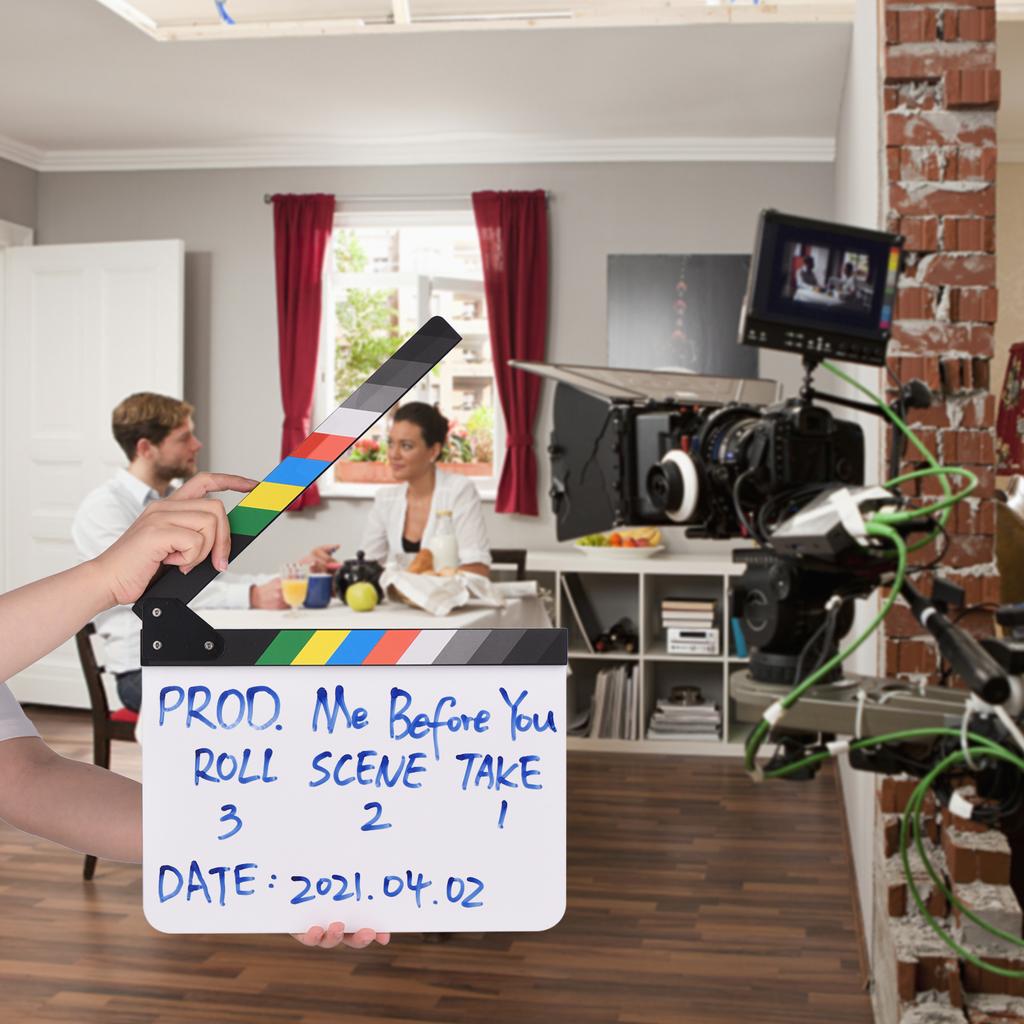 30 * 24cm/ 12 * 9in Acrylic Film Clapboard Movie Directors Clapper Board Slate Cut Action Scene