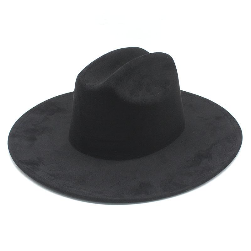 Suede flat edge western cowboy hat hot-selling retro jazz top hat men and women autumn and winter big-brimmed felt hat