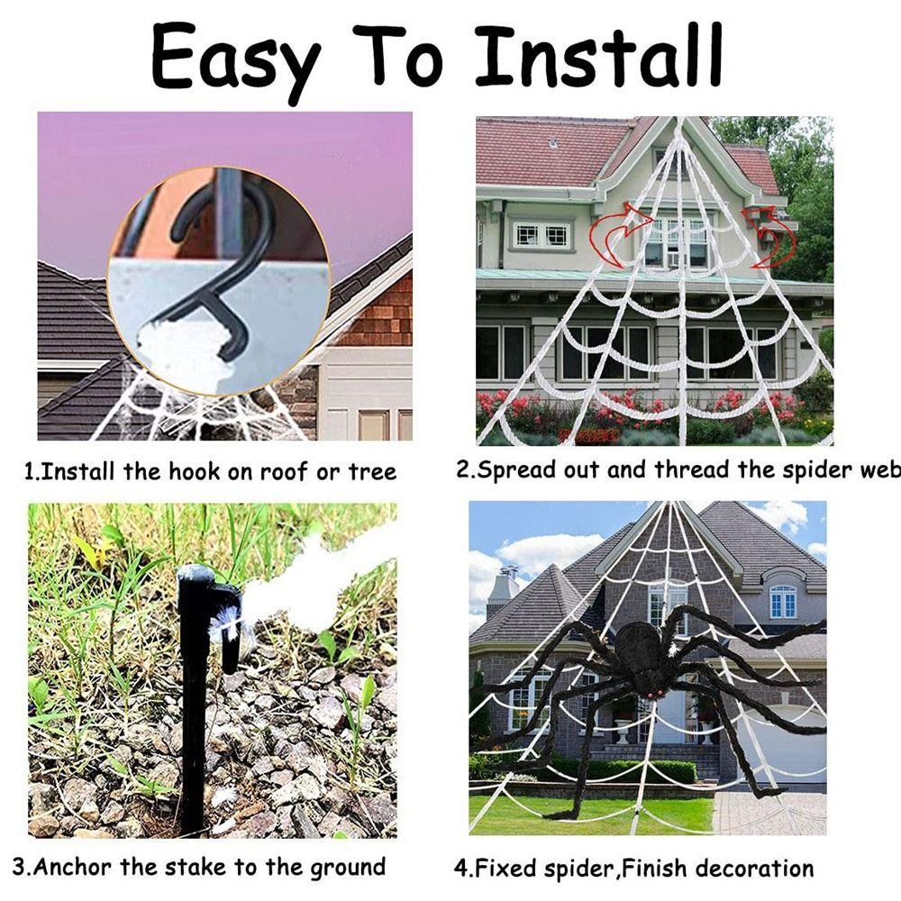 Black/White Halloween Triangle Spider Web Extra Large Giant Spider Web  for Haunted House