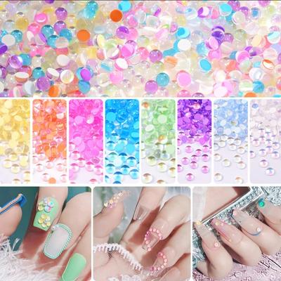 Кристалл Стеклянный Мокко Полукруглый Жемчужный Ногтевой Шарик Diy Nail Art Человек Рыбка Бусина Красота Мобильные Телефоны Аксессуары