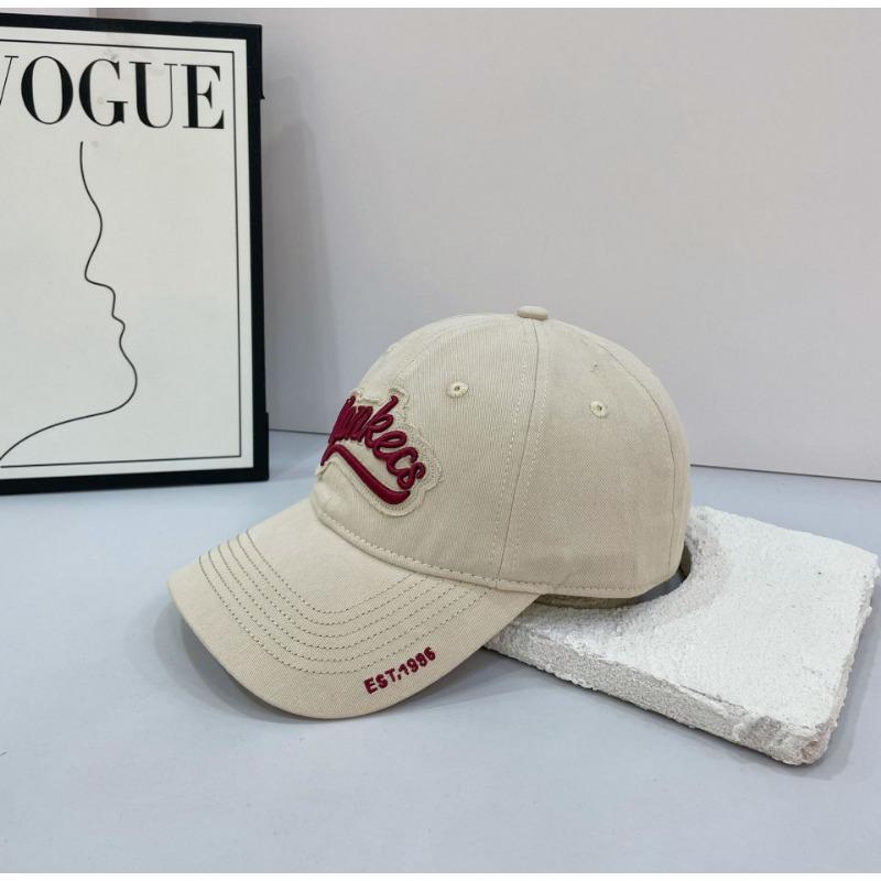 Hat Female Summer Alphabet Embroidery Soft Top Baseball Cap Vintage Washed Denim Cap Sun Cap