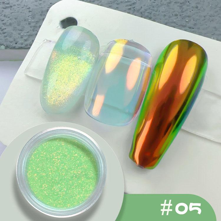 1Jar Metallic Mirror Chrome Nail Powder Holographic Laser Silvery Golden Nail Rubbing Glitter Pigment UV Gel Polish