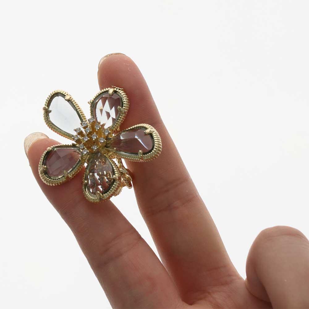 Cubic Zirconia Gifts For Women Fashion Crystal Flower Accessories Open Ring Jewelry Finger Rings