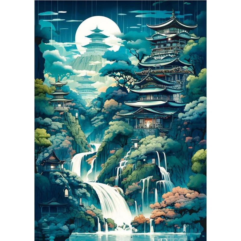 Японский вишневый цвет кои, рыба, лунное озеро, магический арт-постер, холст, живопись, японский пейзаж, настенное искусство для гостиной, декор для дома