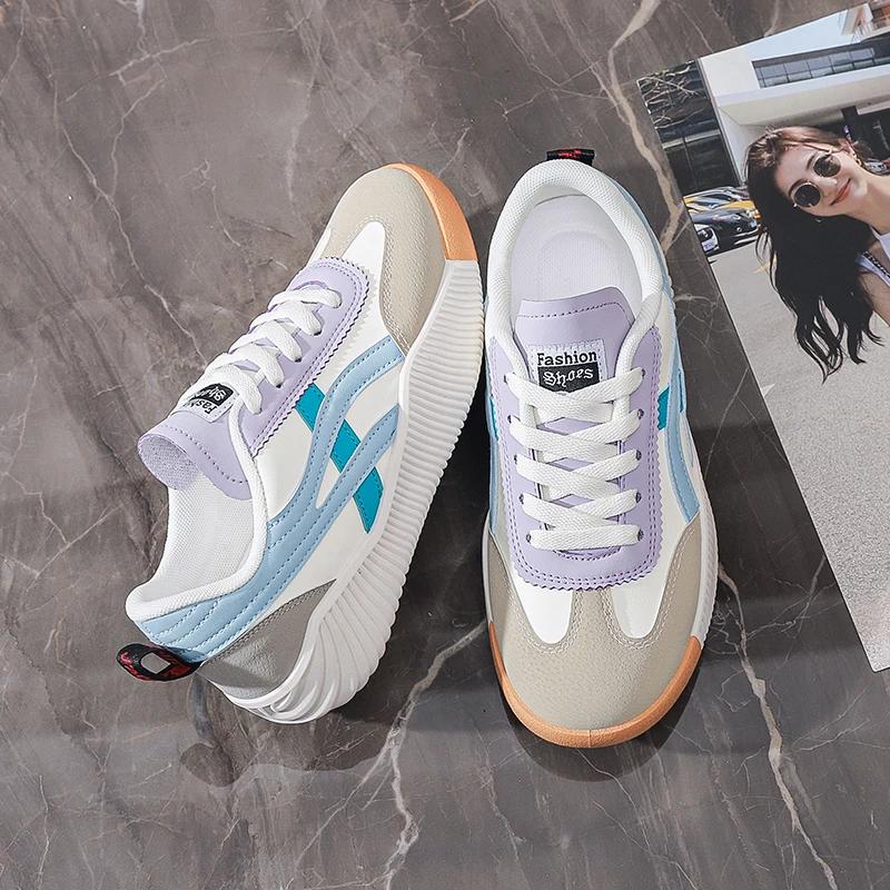 Женские кроссовки для активного отдыха, легкие повседневные кроссовки для ходьбы, модные дышащие, универсальные, на плоской подошве, из вулканизированной стали для студентов