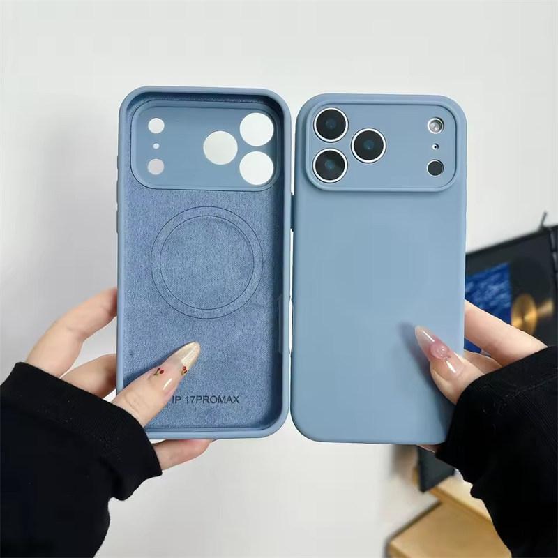 Жидкий силиконовый магнитный чехол для iPhone 17 Air 16 15 14 Plus 13 12 Pro Max для защиты камеры Матовая крышка
