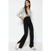 Black Side Slits Flare/spanish Leg High Waist Knitted Trousers Twoss23pl00134