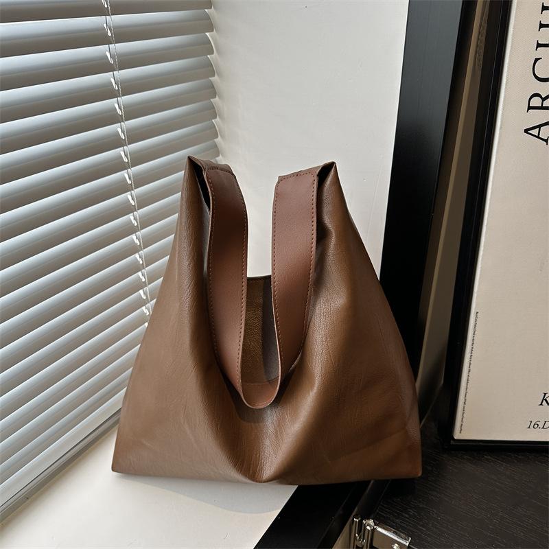 Sensation Bag Commuter Tote Bag Women's New Trendy Solid Color Texture Shoulder Bag Popular Underarm Bag